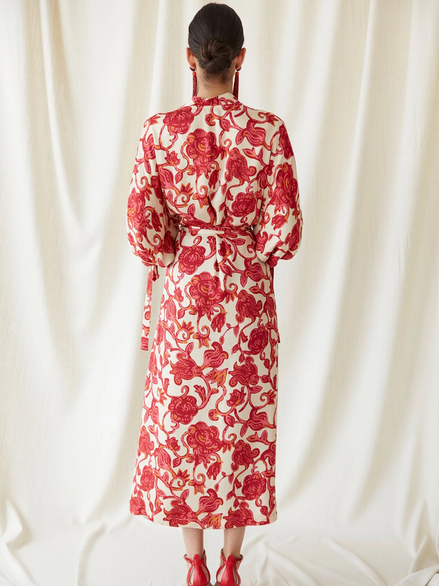 Rose Printed Canton Dress