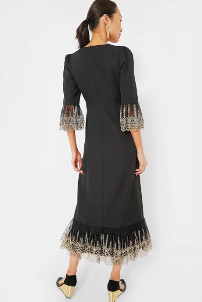 Black Maxi Dress With Embroidered Lace