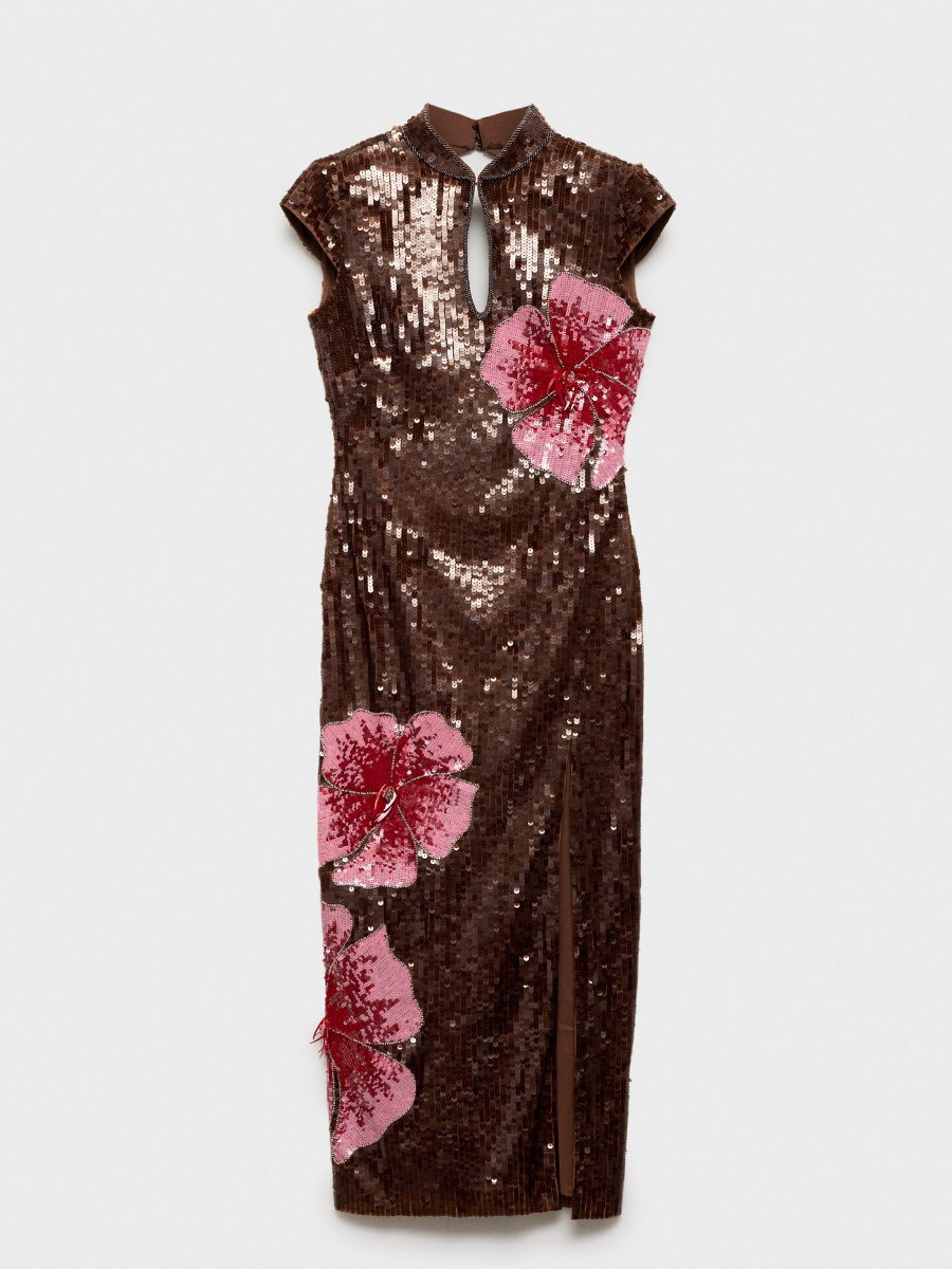 Dress With Sequinned Flower Design