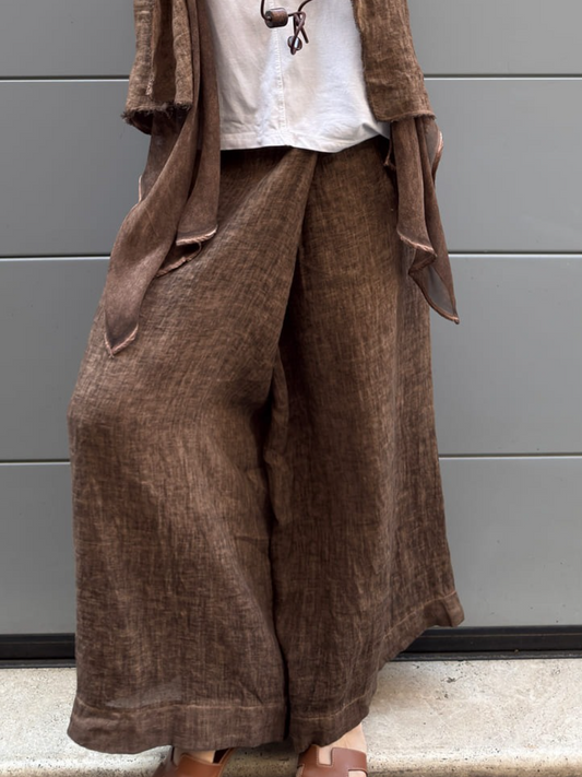 Summer Comfortable Loose Multicolor Linen Culottes