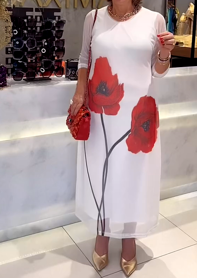 Classy Flower Chiffon Dress