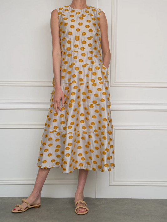 Midi Dress With Tie Tail In Yellow