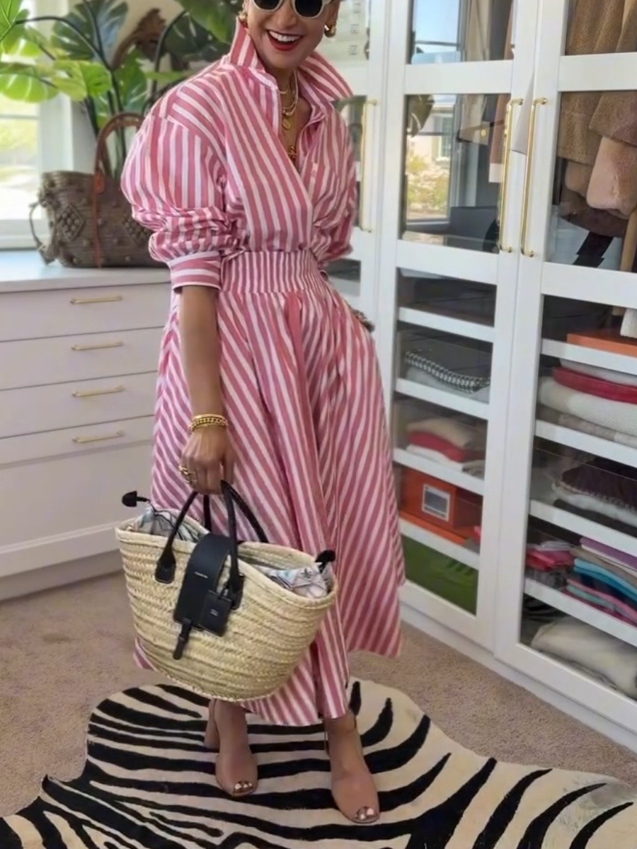 Pink Striped Loose Comfy Dress