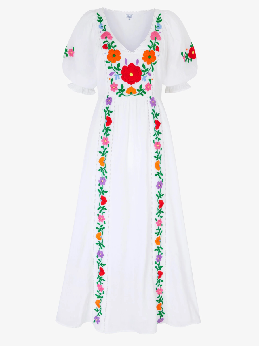 Embroidered Folk Flowers Laura Dress
