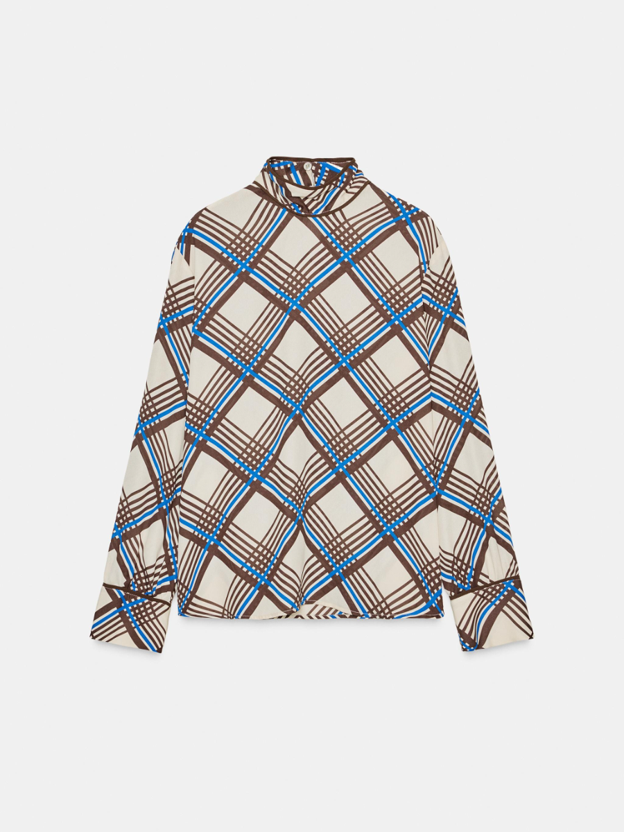 Casual Plaid High-Neck Shirt