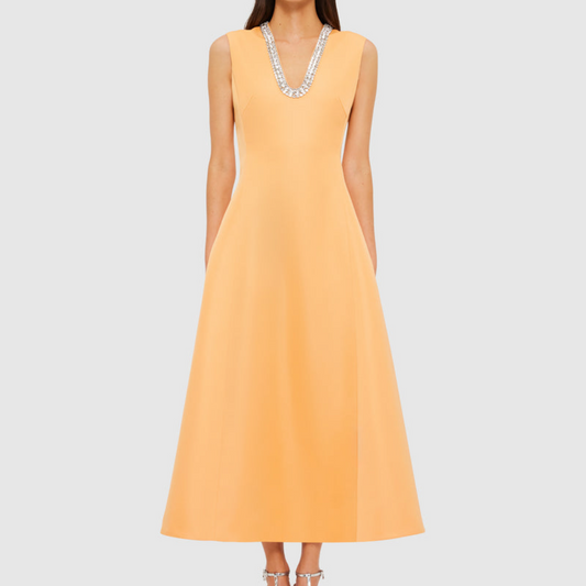 Embellished Midi Dress - Ochre