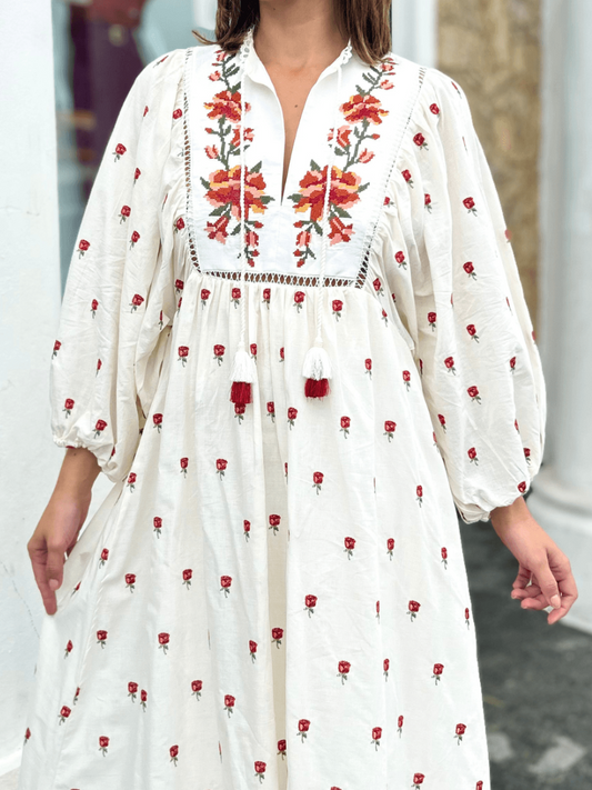 Embroidered Handmade Smock Dress