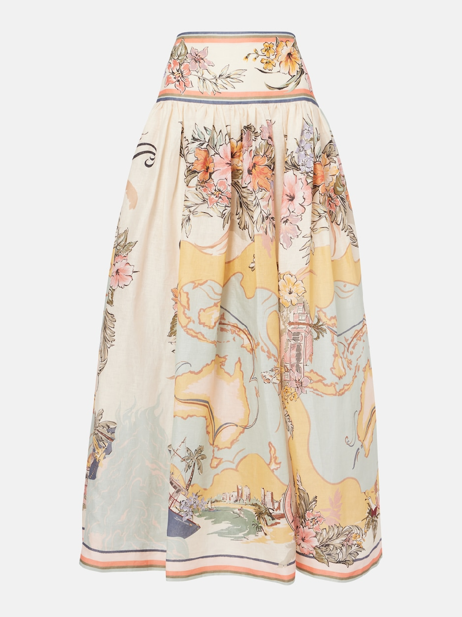 Tallow Printed Linen Maxi Skirt