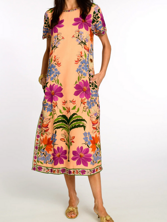 Peach Tapestry Tess Midi Dress