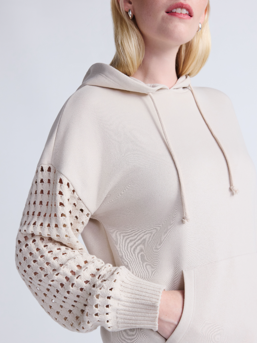 Women's Hoodie With Crochet Long Sleeves