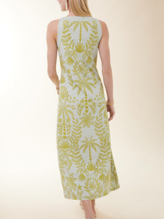 Madolyn Midi Dress Enclave Palm Floral Seafoam