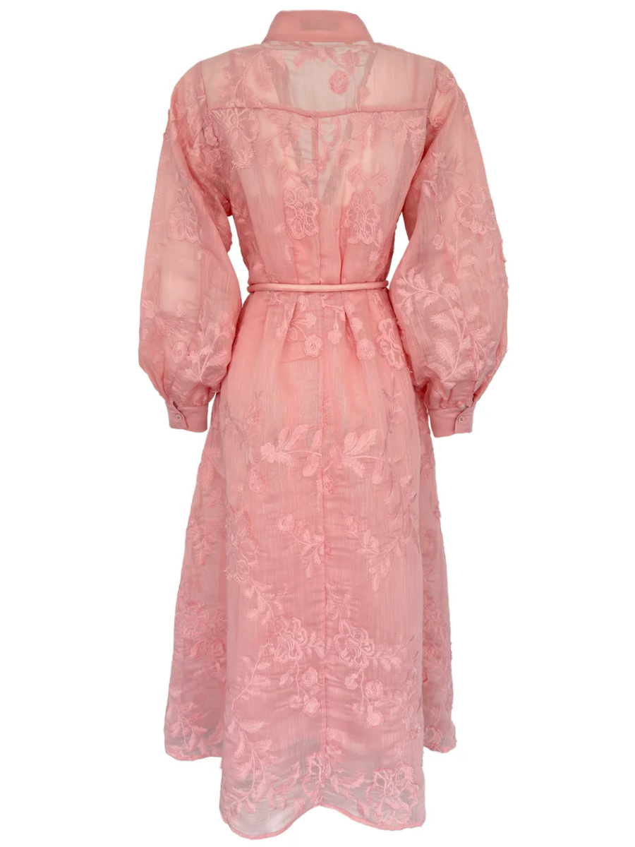 3D FLOWER DETAILED DRESS POWDER