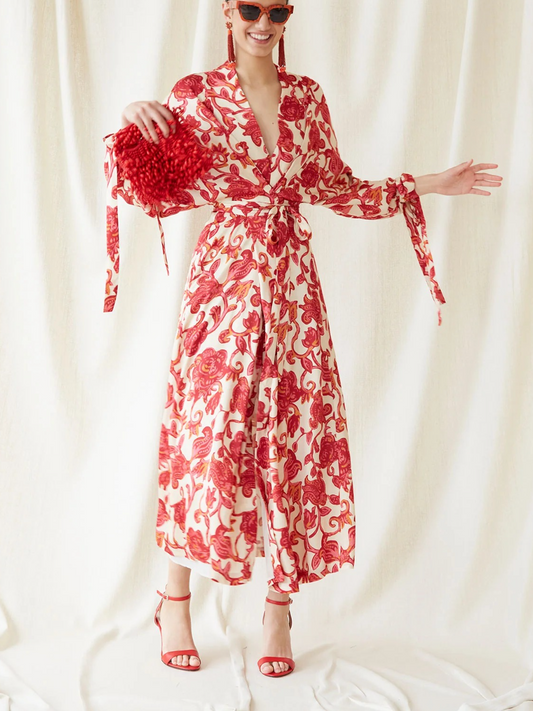 Rose Printed Canton Dress