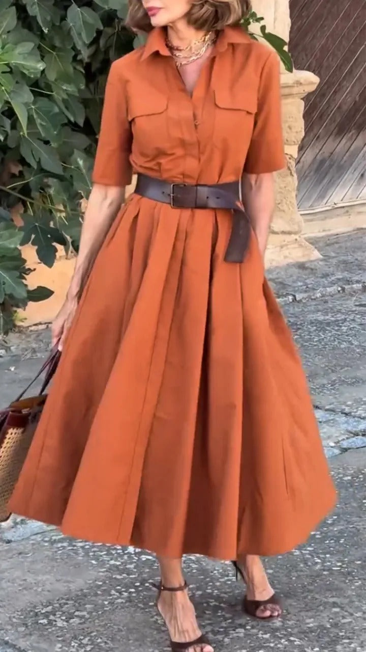CAMEL POPLIN SHIRT DRESS FALL EDITION