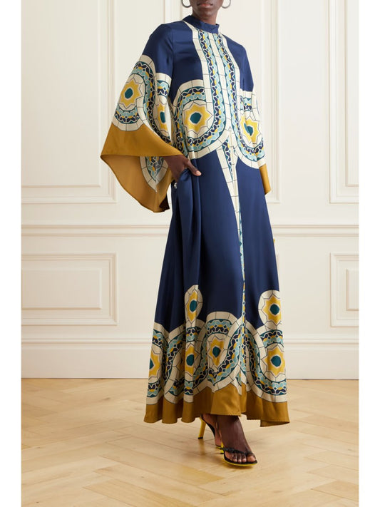 Gorgeous Printed Silk Twill Maxi Dress