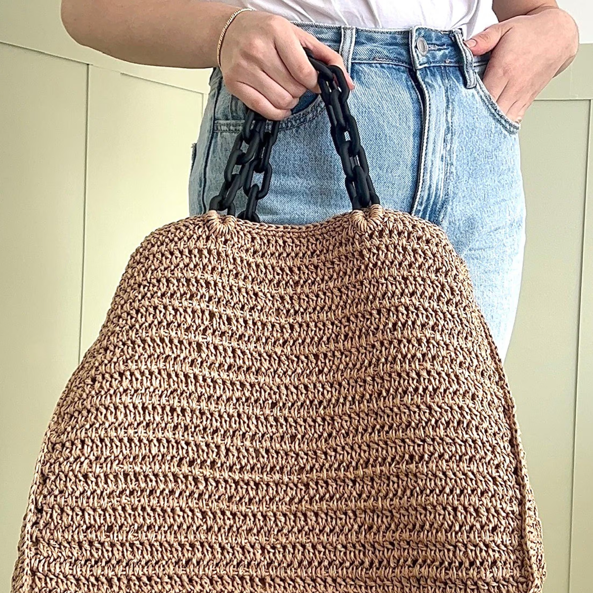 Handmade Paper Yarn Crochet Tote Bag