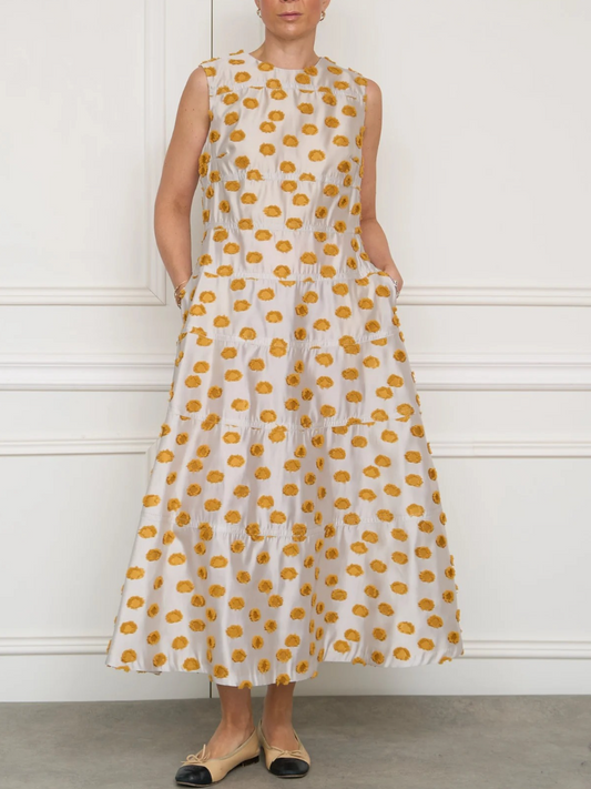 Midi Dress With Tie Tail In Yellow