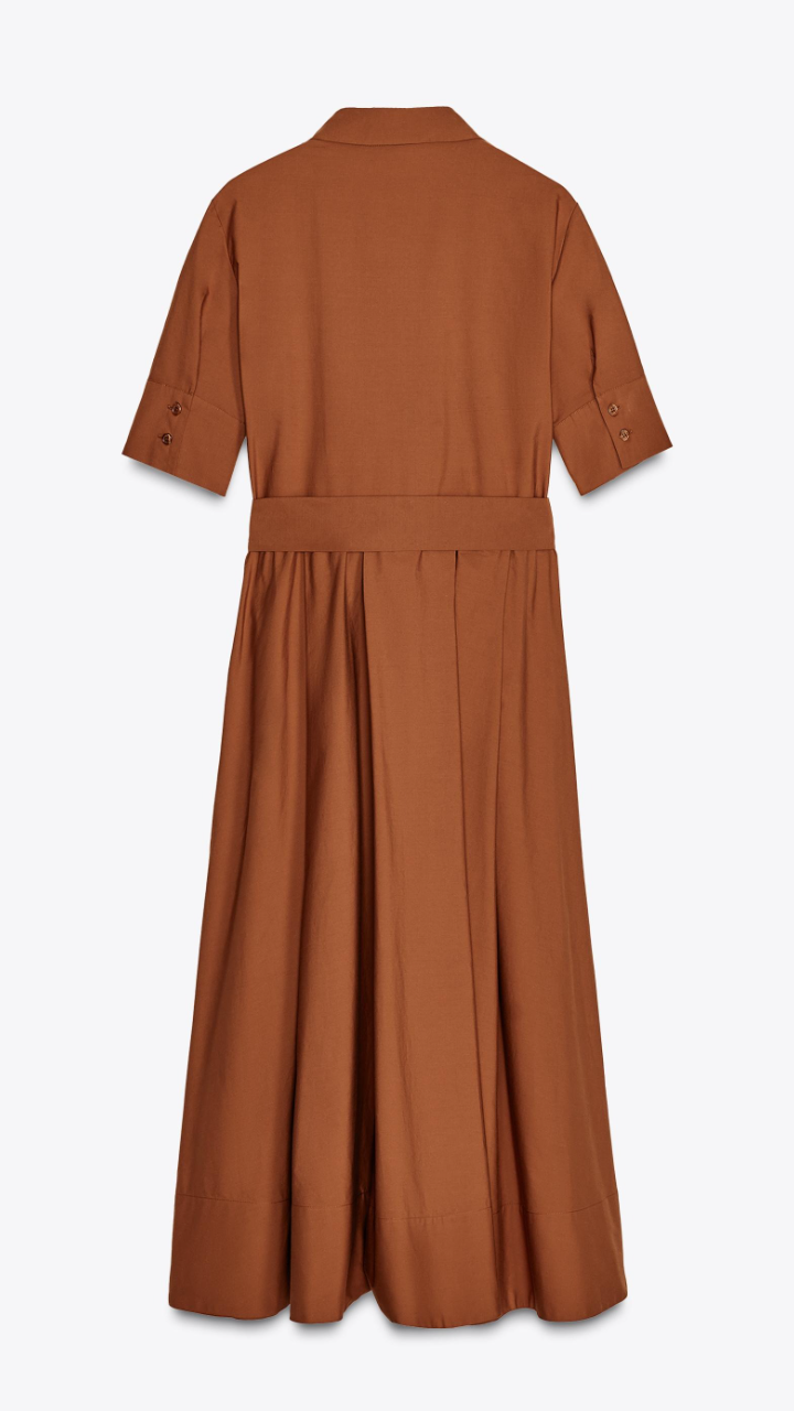 CAMEL POPLIN SHIRT DRESS FALL EDITION