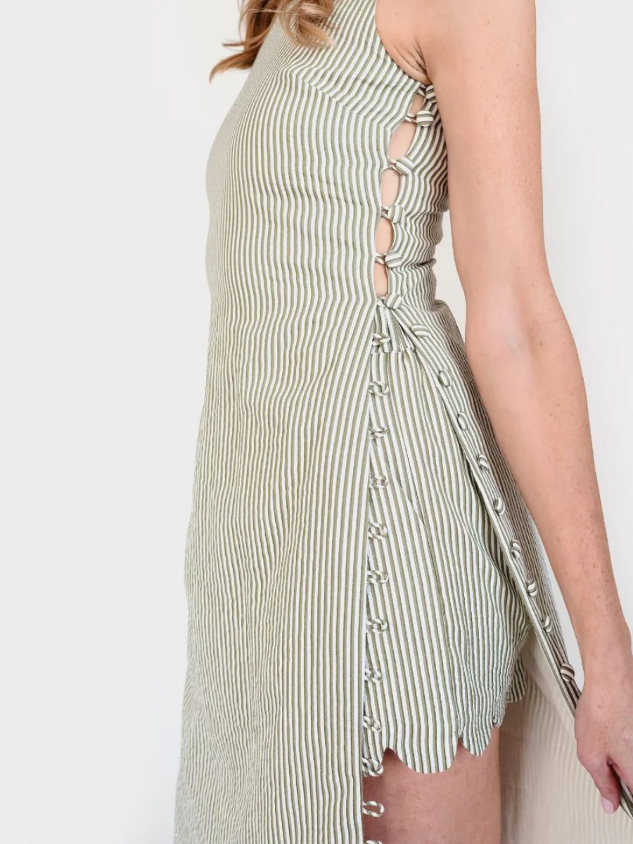 Chic Side-Breasted Striped Sheath Dress