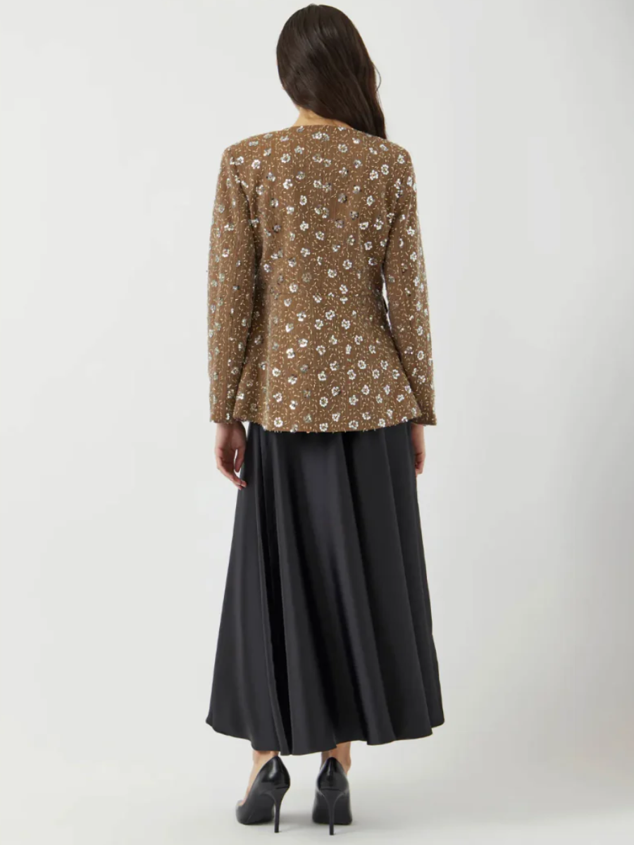 Embroidered Sequin Floral Textured Jacket