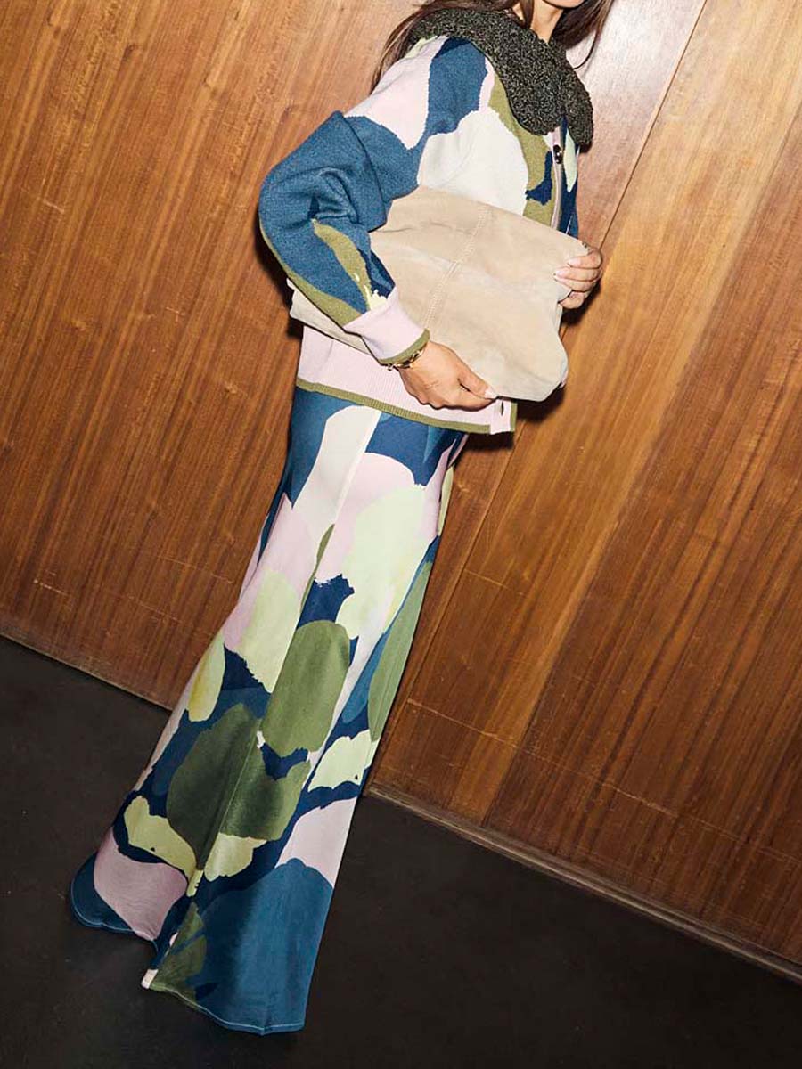 Detachable Collar Printed Two Pieces Dress