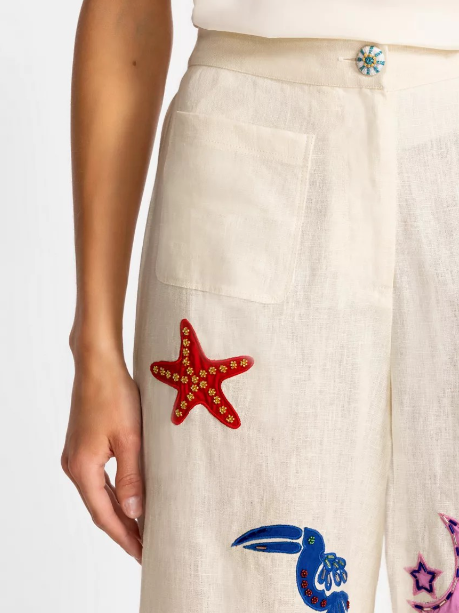 Seaside Series Printed Wide Leg Pant Suit