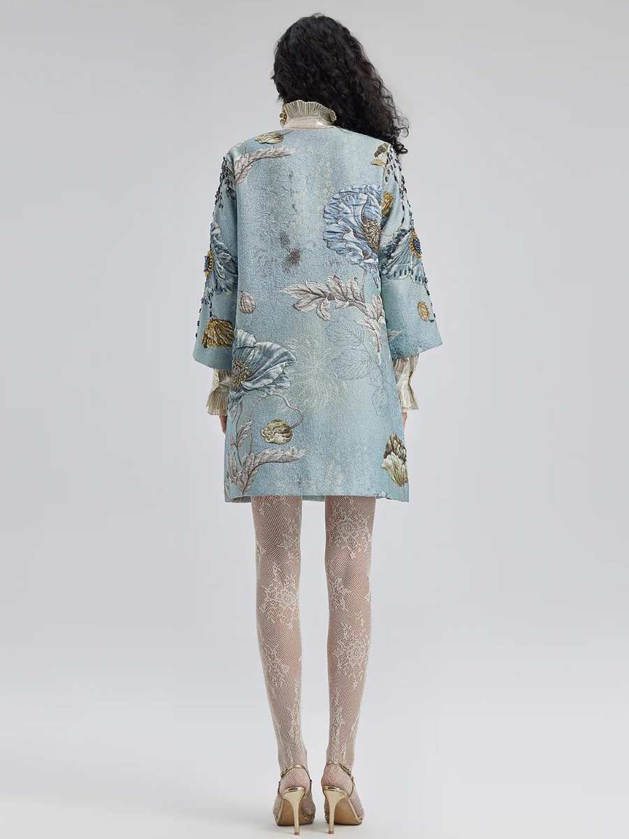 Baby Blue 3D Floral Beaded Jacket