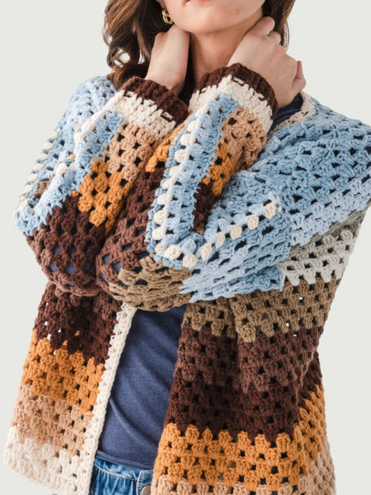 Multi Stripe Crochet Cardigan