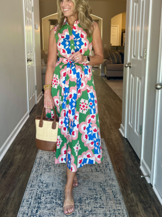 Sleeveless Printed Dress