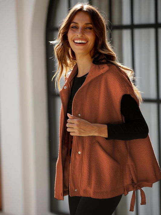 Women's Fleece Vest Casual Sleeveless Oversized Sherpa Jacket