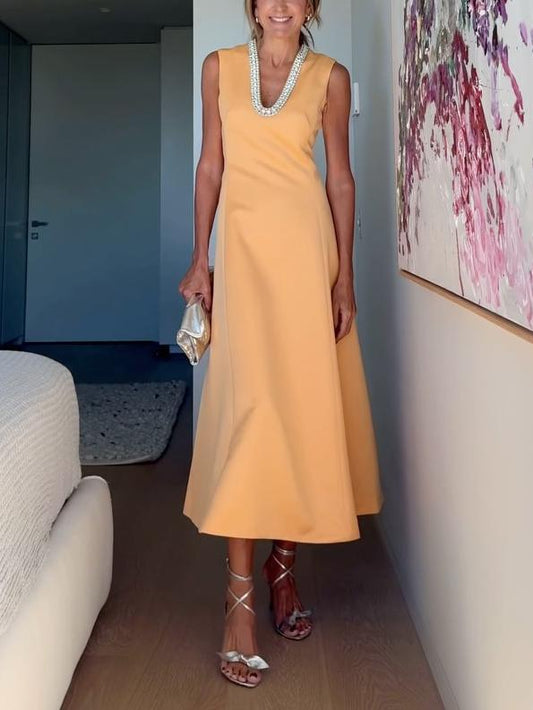 Embellished Midi Dress - Ochre