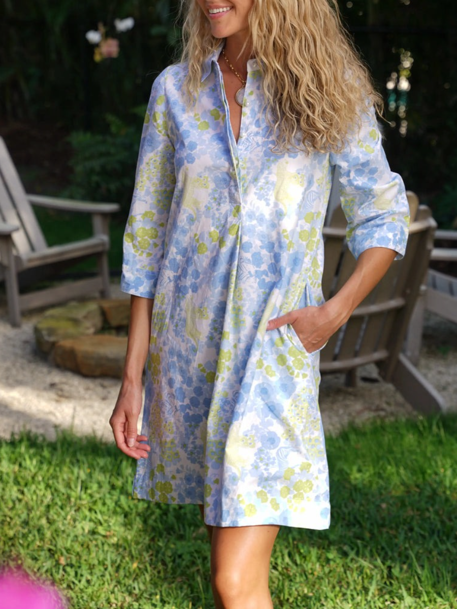 Brazilian Blue Short Sleeve Mini Dress