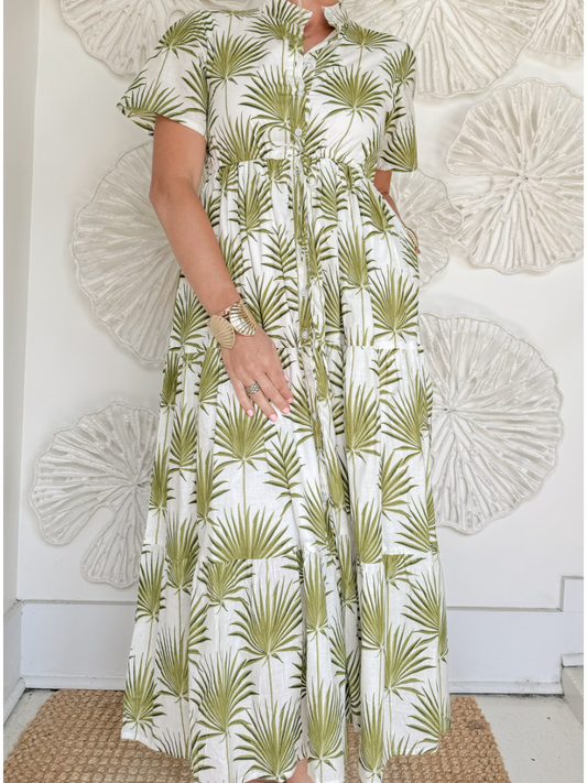 Stand Collar Printed Dress