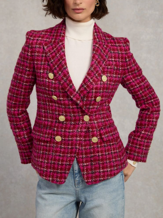 Vintage Plaid Double Breasted Blazer