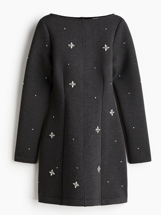 Rhinestone-embellished Scuba Dress