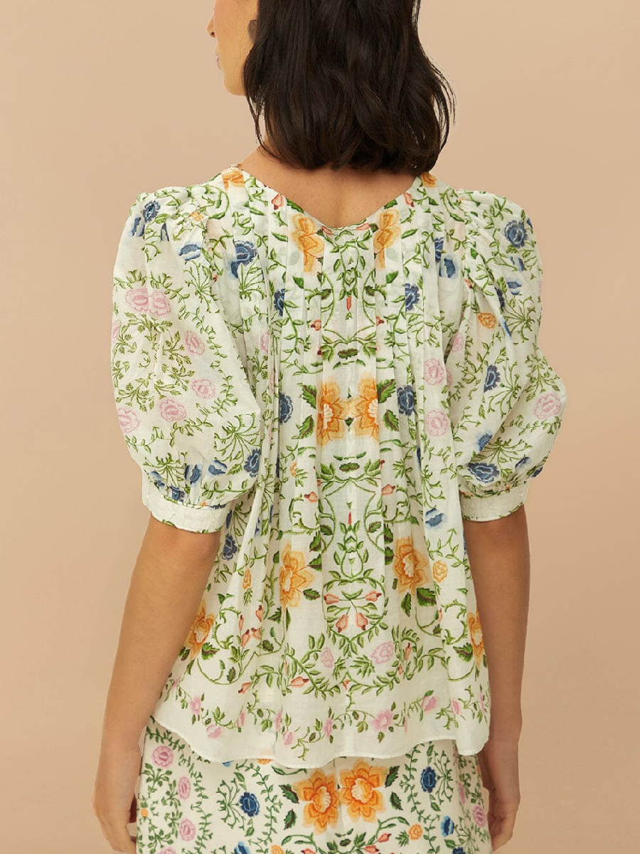Summer Floral Embroidered Suit