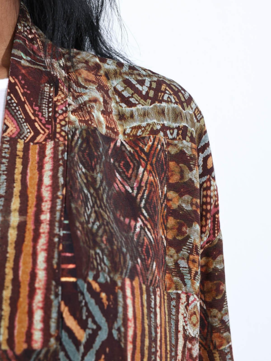 Summer Sun Protection Brown Ethnic Pattern Jacket