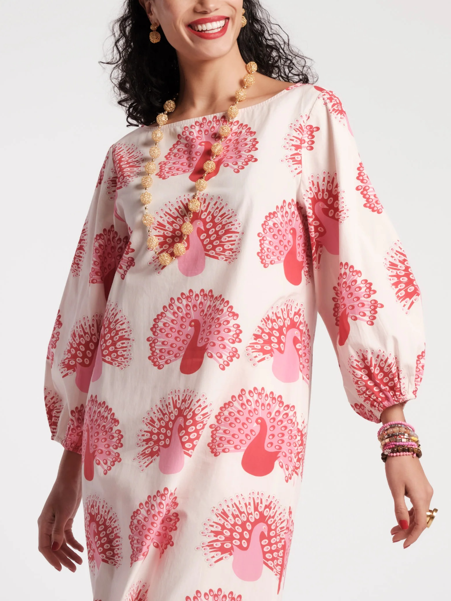 Multicolor Puff Sleeve Maxi Dress