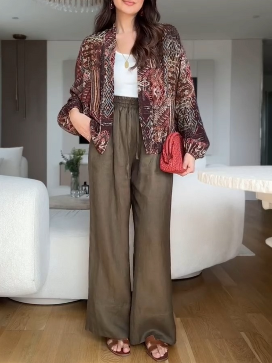 Summer Sun Protection Brown Ethnic Pattern Jacket