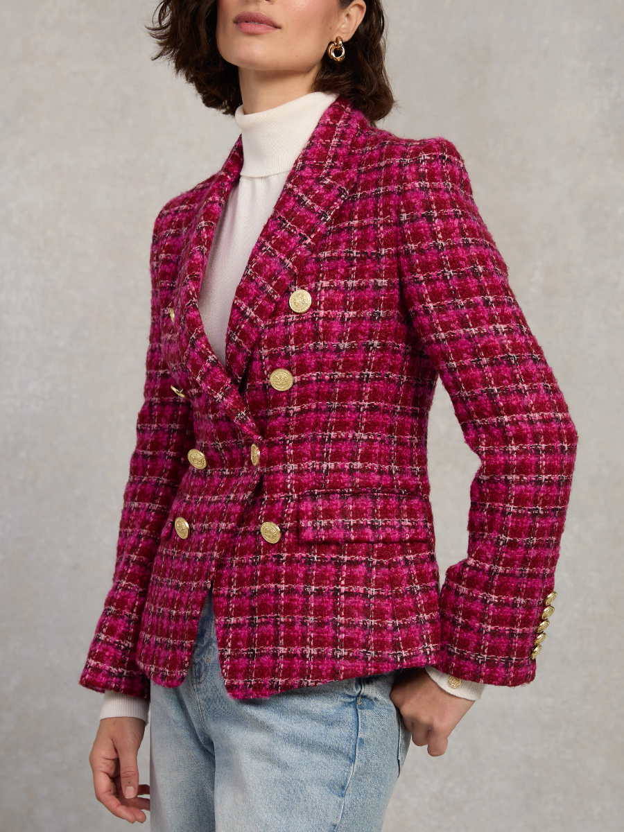 Vintage Plaid Double Breasted Blazer