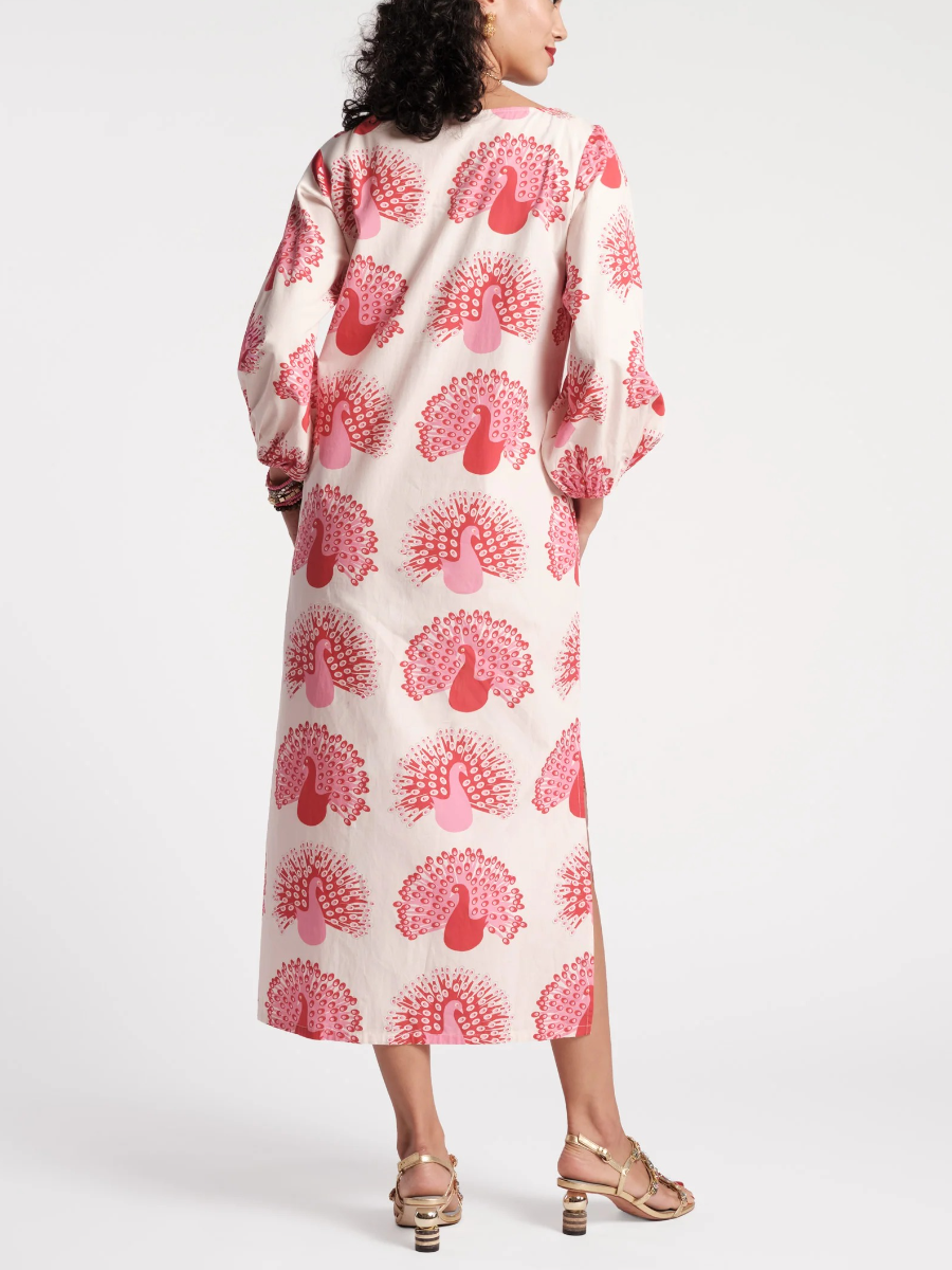 Multicolor Puff Sleeve Maxi Dress