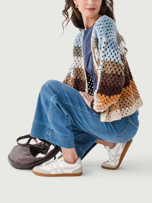 Multi Stripe Crochet Cardigan