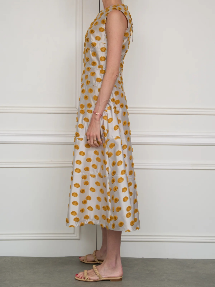 Midi Dress With Tie Tail In Yellow