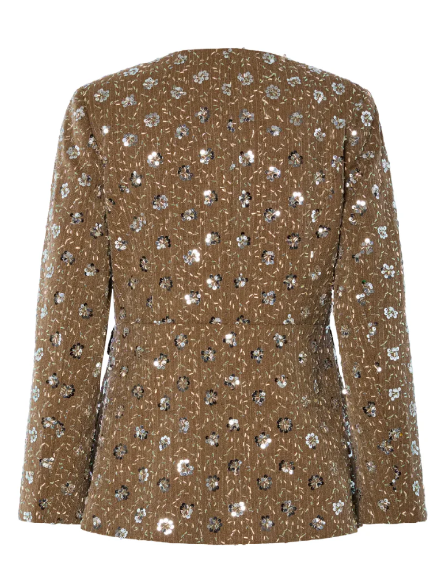 Embroidered Sequin Floral Textured Jacket