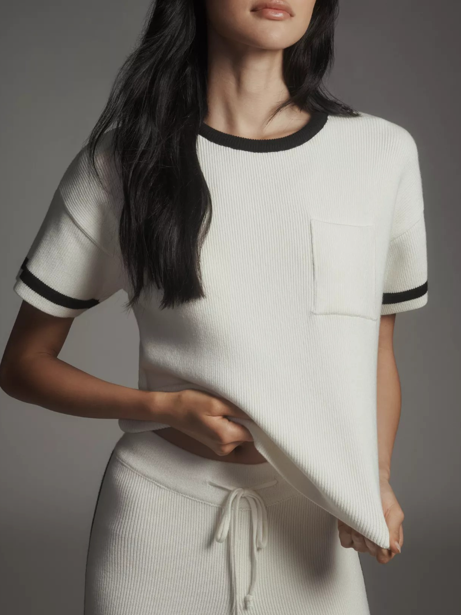 Maeve Knit Side-Stripe Track Set