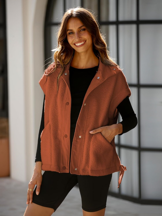 Women's Fleece Vest Casual Sleeveless Oversized Sherpa Jacket