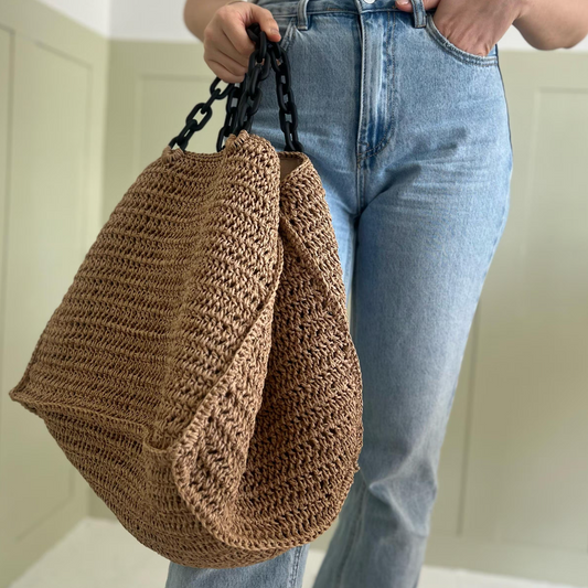 Handmade Paper Yarn Crochet Tote Bag