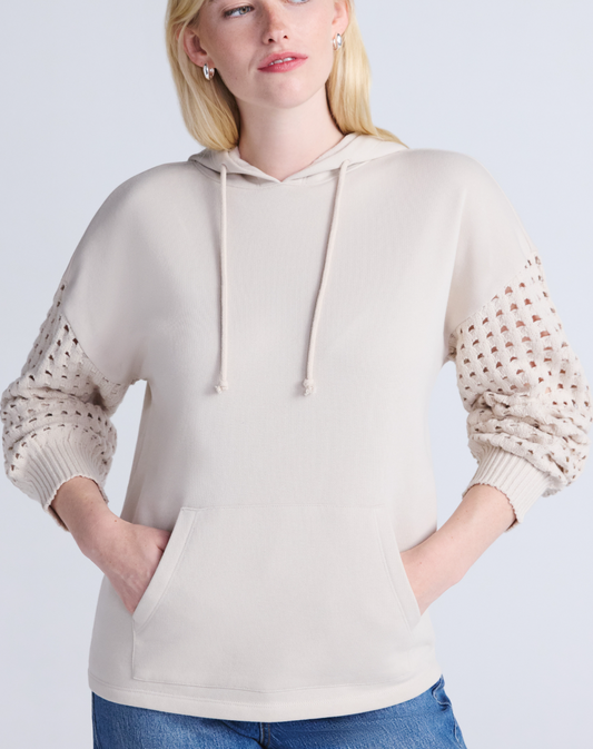 Women's Hoodie With Crochet Long Sleeves