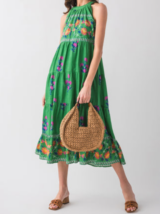 Halter Floral Print Maxi Dress