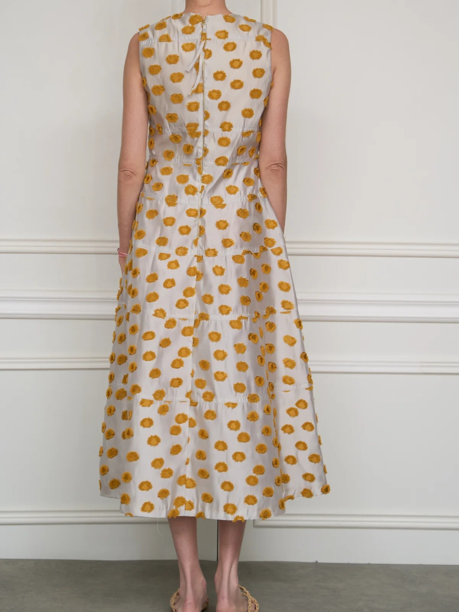 Midi Dress With Tie Tail In Yellow